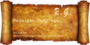 Reiniger György névjegykártya